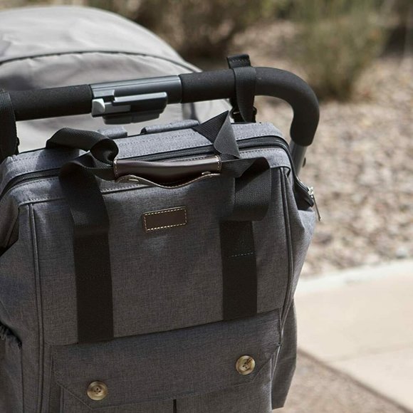 One Earth Home Grey Unisex Diaper Bag, Stroller Straps Changing Pad Included NWT - Picture 5 of 8